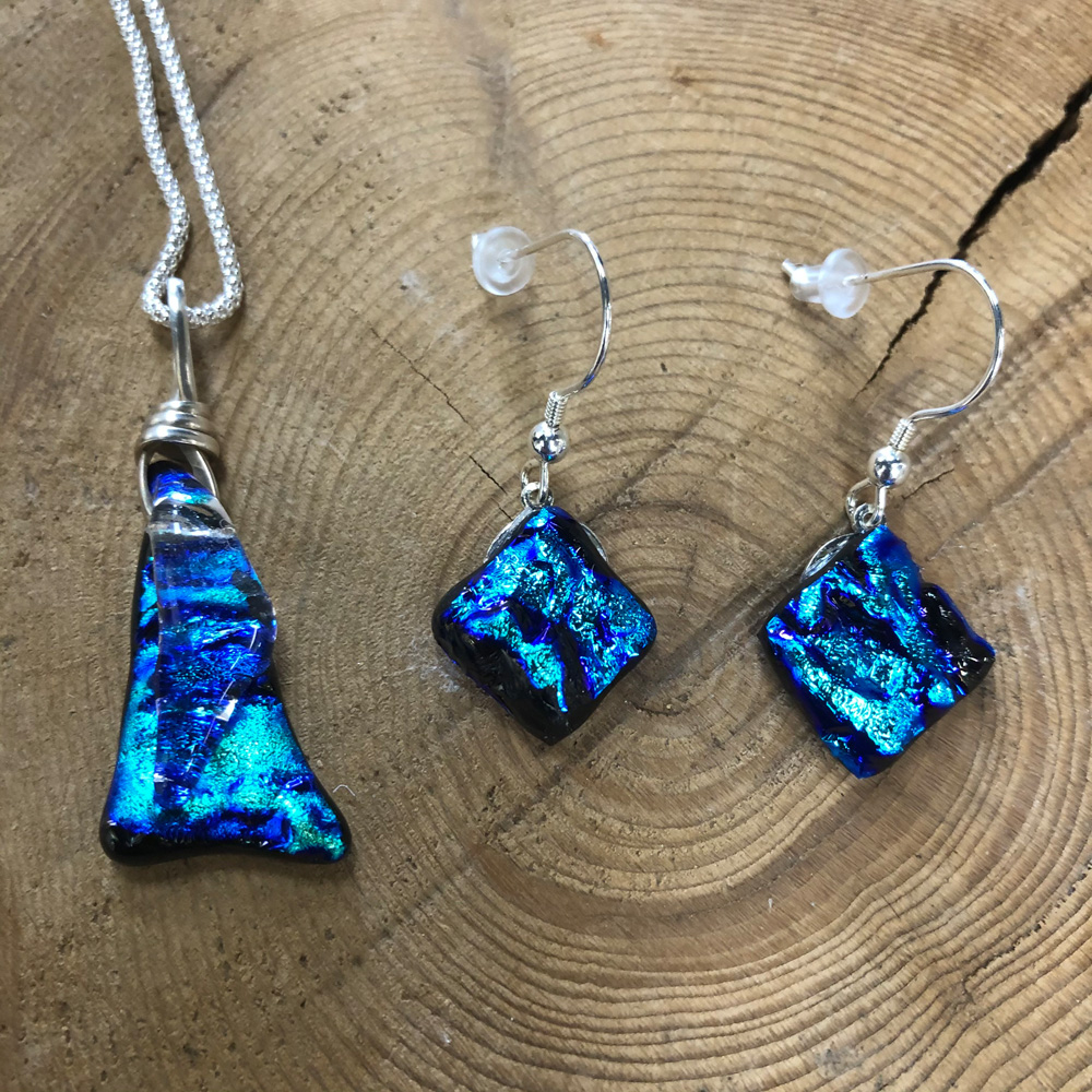 Michigan Summer Water Blues Necklace and Earring Set